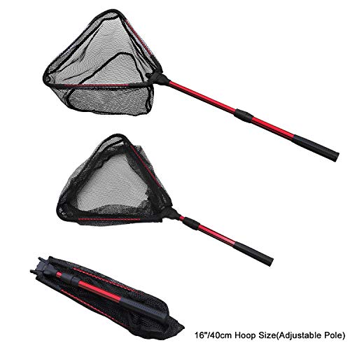 TONG JI Fishing Net, Fish Nets Foldable Fish Landing Net Telescopic Pole Handle(16.5-38.6in)