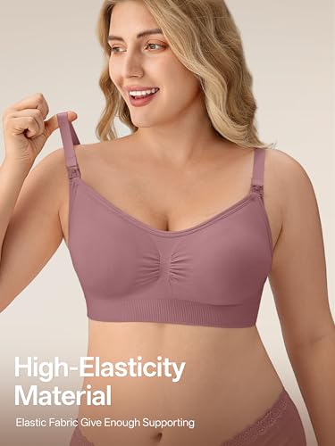 Image of Angelhood Nursing Bra 5 Pack Womens Maternity Breastfeeding Seamless Wireless Sleep Bra with Extenders