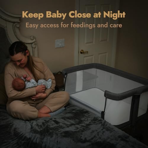 image for Papablic Baby Bassinet, Bedside Bassinet for Baby with Four-Sided Brea