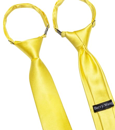 Image of Barry.Wang Boys Ties Pre-Tied Satin Solid Color Kids Tie Pocket Square Set Adjustable Formal Necktie Graduation School