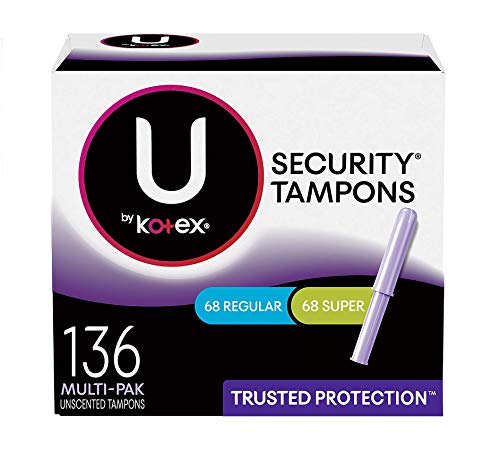 U by Kotex Security Tampons, Regular Absorbency, Unscented, 136 Count (4 Packs of 34)