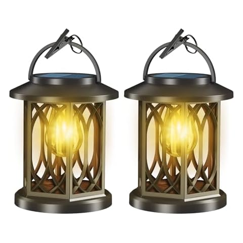 Bebrant Solar Lanterns Outdoor Waterproof,Upgraded Bright Hanging Solar Lights for Outside,Solar Powered Lanterns LED Lighting for Garden Patio Yard 2 Pack Cover