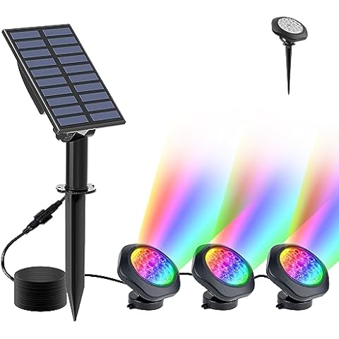 NATPOW 3-Head Solar Pond Lights Cover