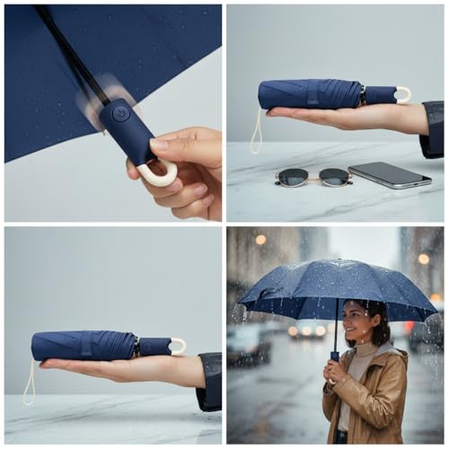Image of Owme UV Umbrella for Women, Mini Folding Portable 3-Fold Umbrellas | Auto Open & Close for Rain and Sun Protection, Anti-Slip Handle | Windproof Umbrlla for Bedroom, Living Room,Entryway -