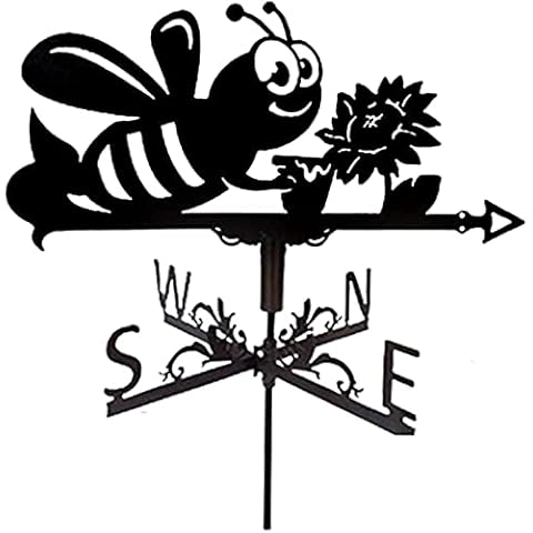 Stainless Steel Bee Shape Weathervane, Decorative Weather Vane, Antique Style Weathervane Garden Decor, Measuring Tool Wind Direction Indicator for Garden Patio Backyard Roof Cover