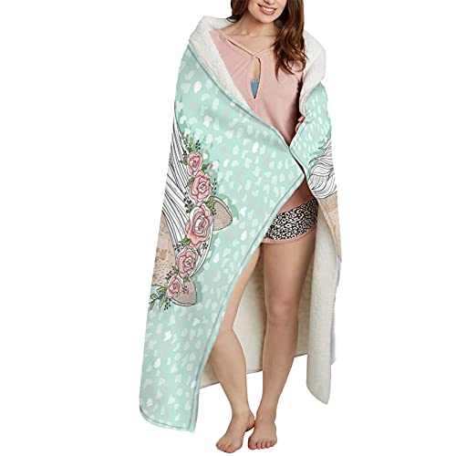 Jasmoder Horse With Wreath Throw Blanket For Girls Warm Ultra-Soft Micro Fleece Blanket For Bed Couch Living Room #TOP3