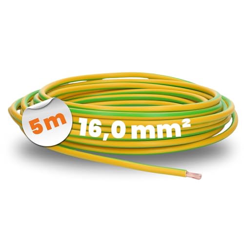 5 Meter Lapp 4520006 H07V-K 16,0 mm² grün-gelb I Erdungskabel I Schutzleiter 16mm2 I Verdrahtungsleitung I Aderleitung flexibel I PVC-Einzelader I Litze I Verdrahtung