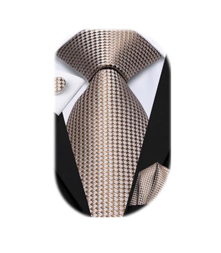 Image of Hi-Tie Men 63inches Tie Set Extra Long Necktie Paisley Tie Pocket Suqare Cufflinks Big and Tall Men Tie
