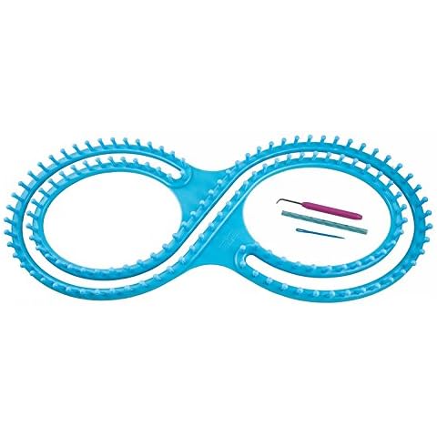 WAYION 55" Afphgan Serenity Loom Knitting Board Weave Loom Kit with Step by Step Instructions Great for The Experienced Loom Knitter(Blue/Pink) (Blue) Cover