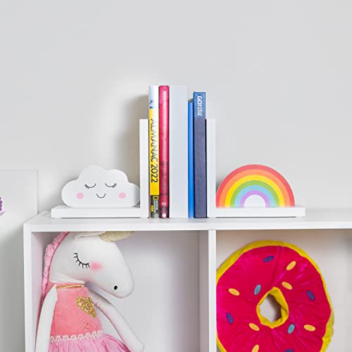 Casa Du Jour Cloud And Rainbow Bookends For Kids - Cute, Sturdy, Holds Books In Place, Perfect Book Ends For Kid's Rooms And Nursery Decor #TOP5