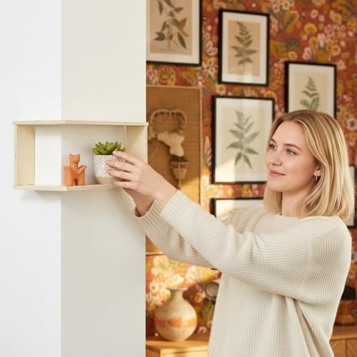 Estante de pared de esquina de madera resistente con acabado elegante 3