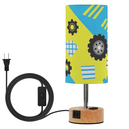 Yuiboo Tire & Stripes Lámparas de mesa táctiles para mesita de noche con puertos USB + A bombilla