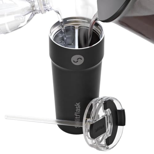 Splitflask 2-in-1 Hot & Cold Vacuum Insulated 30oz Tumbler, Stainless Steel, Dual Chamber, Leak-Proof, BPA-Free, Split Cup, 2 Drink, 2 Sides, Cup Holder Friendly, Coffee & Water (Hartley Black)