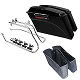 TCMT Hard Saddlebag 6x9 Speaker Lid & Liners Carpet Insert Conversion Bracket Kit - Fit For Harley Softail Heritage Deluxe Models 1984-2017 (Except Deuce & Slim Models)