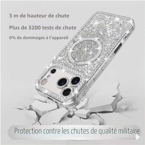 Coque iPhone 17 Pro Max magnétique scintillante évite cassure et rayure - 3