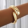 Gold Chunky Bangle Cuff Teardrop Bracelets for Women, Statement Open Adjustable Wide Thick Bracelet with Spring Hinged for Women Small Wrist, Trendy 14K Gold Plated Non Tarnish Twist Arm Cuff Bracelet for Jewelry Gifts #1