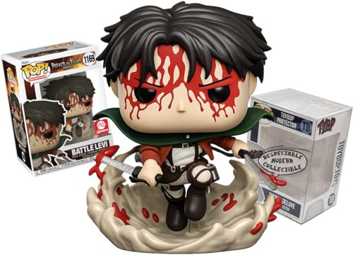 Funko Attack on Titan Battle Levi Ackerman Exclusive + ToyBop Protector: Pop! TV Animation Vinyl Figure (Bundled with Pro-Deluxe Pop Protector Collector Case Box Gift Set)