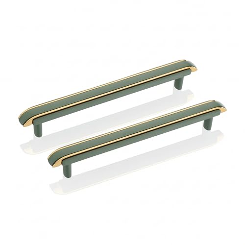 LAPO 2 Piece 6 Inch Drawer Handle for Kitchen Cabinets, Cupboards, Drawers – Green Gold Finish Pull Handle for Modern Furniture (Pack of 2)