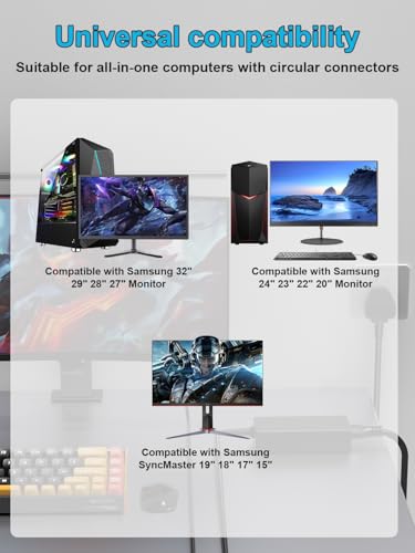 14V AC DC Power Cord for Samsung Monitor 32" 29" 28" 27" 24" 23" 22" 20" SyncMaster 19" 18" 17" 15” s29e790c c24f390fh s22b310b s20a350b p2770 sa350 Screen LED LCD TFT Display Power Supply Charger - Image 2