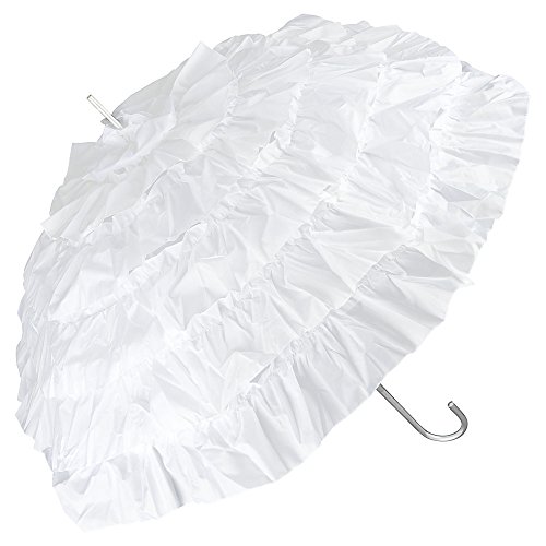 Preisvergleich Produktbild VON LILIENFELD Regenschirm Damen Sonnenschirm Brautschirm Hochzeitsschirm Rüschen Mia weiß