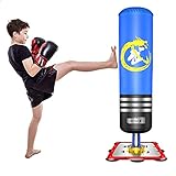 Dripex Freestanding Punching Bag - 47" Kids Heavy Boxing Bag with Suction Cup Steel Base, Children Free Stand Kickboxing Bags Kick Punch Bag | Blue