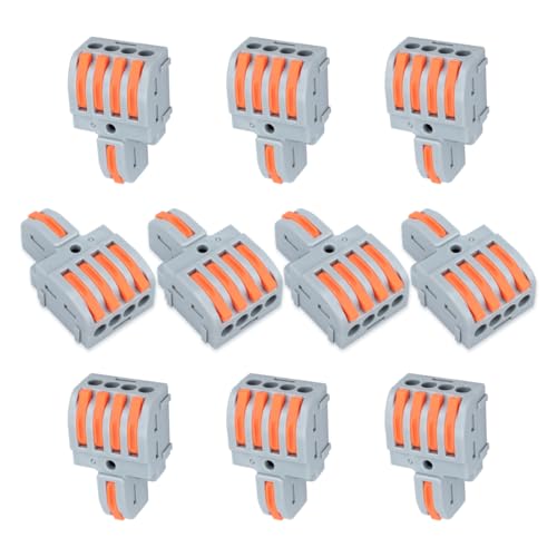 Innfeeltech 10 pezzi di morsetto di connessione, morsetti da 1 a 4 uscite con leva, per cavi da 0,2-4 mm² per progetti fai da te
