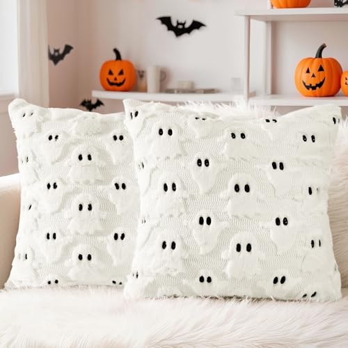 Voqeen Kissenbezug 45x45cm für Halloween Weihnachten Flauschige...