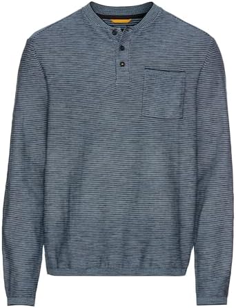 camel active Herren Henley Langarmshirt aus einem Baumwollmix Blau, Menswear-S