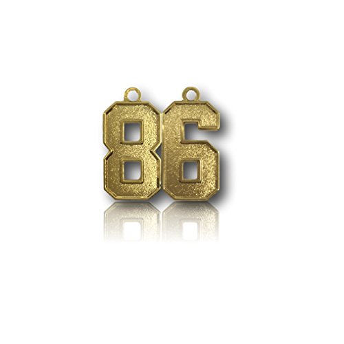 Number 86 Gold Plated Jersey Style Sports Necklace Charm Pendant (0.8