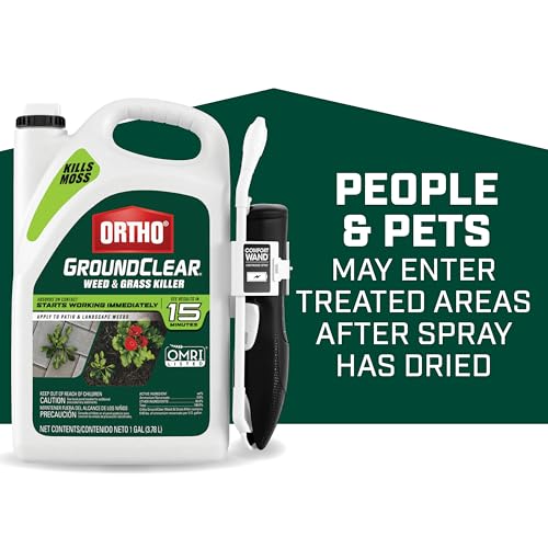 Image of Ortho GroundClear Weed & Grass Killer with Comfort Wand - Kills Dandelions, Chickweed, Crabgrass, Moss & More, OMRI Listed, Ready-to-Use Grass and Weed Killer Spray, 1 gal. (Pack of 4)