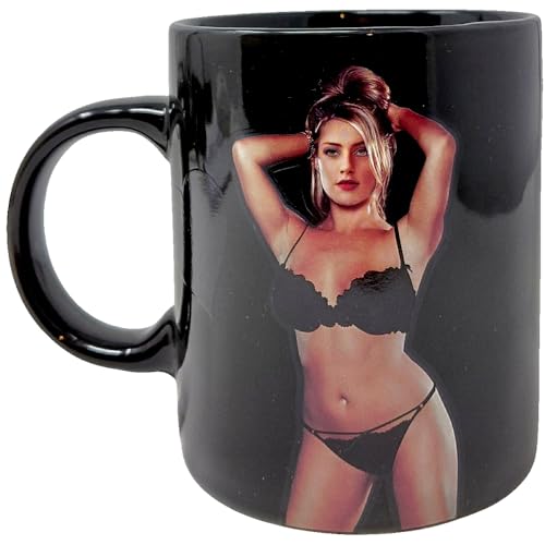 Tasse à café, mug sexy thermo-réactif déshabilleur femme blonde, en céramique, 25 cl