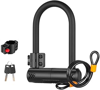SOODOO Bike Lock - 15mm Heavy Duty Bicycle U Lock Shackle and Mount Holder, 1.2m Steel Chain Cable and 2 High-Security Keys for Road Bike, Electric Bike, Folding Bike, Mountain Bike