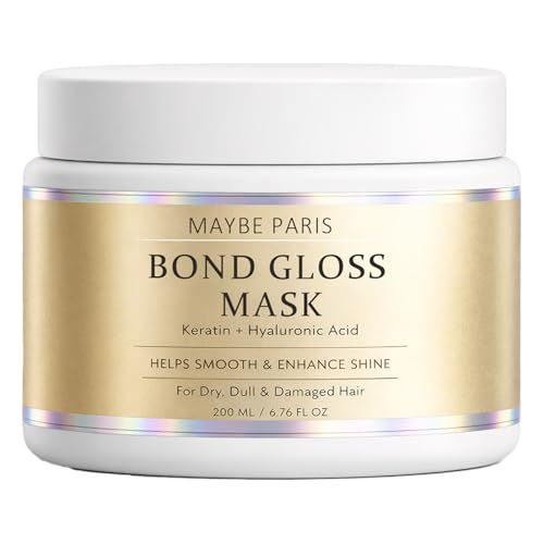 BCYXLR Maybe Paris Bond Gloss Mask with Hydrolyzed Keratin & Hyaluronic Acid Helps Support Stronger Smoother & Shinier Looking Hair for Dry Dull & Damaged Hair Sulfate-Free & Silicone-Free (1)