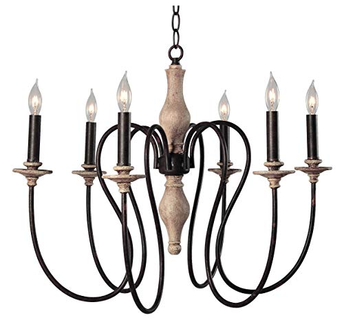 Kenroy Home 93846WW Lisbeth Chandeliers, Medium, Weathered White with Gold Highlights and ORB arms