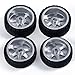 Abendor 6 Spoke Wheel Rims & Rc Car Speed Tires for 1/28 RC Hobby Model Car, [2*N+2*W] 4 Pcs 20mm Aluminum Alloy Rims for Wltoys K969 K989 P929 AWD XRX AMZ WL DRZ GLA BZ (Silver Speed)
