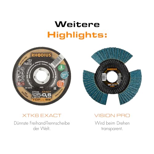 RHODIUS KFS | 25 Stück Ø 125 mm K100 Fiberscheiben | für Winkelschleifer | Schleifscheibe Metall | Fiberschleifscheibe, Schleifblatt