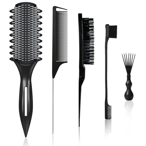 Curl Defining Brush – Detangling Brush – Includes 3 Hair Styling Tools for Wet or Dry Use – Daily Curl Care to Create Stylish – Smooth Curls for Men – Women and Kids (Black)