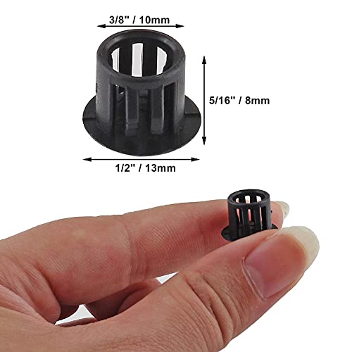 Image of 25 Pcs 3 /8 Inch (10mm) Black Hole Plug | Plastic Hole Cover, Round End Cap, Flush Type Tube Insert, For Chair Furniture Glide Protectors