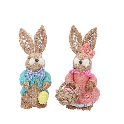 Gisela Graham Multicolour Dressed Easter Bunny Decorations, Set 2