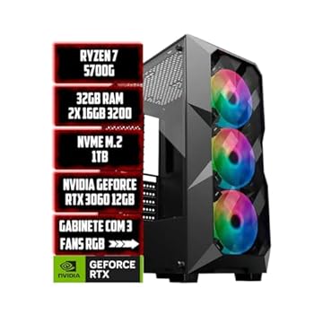 PC GAMER TITAN AMD RYZEN 7 5700G/32GB RAM/NVME 1TB/NVIDIA RTX 3060 12GB/GABINETE 3 FANS RGB