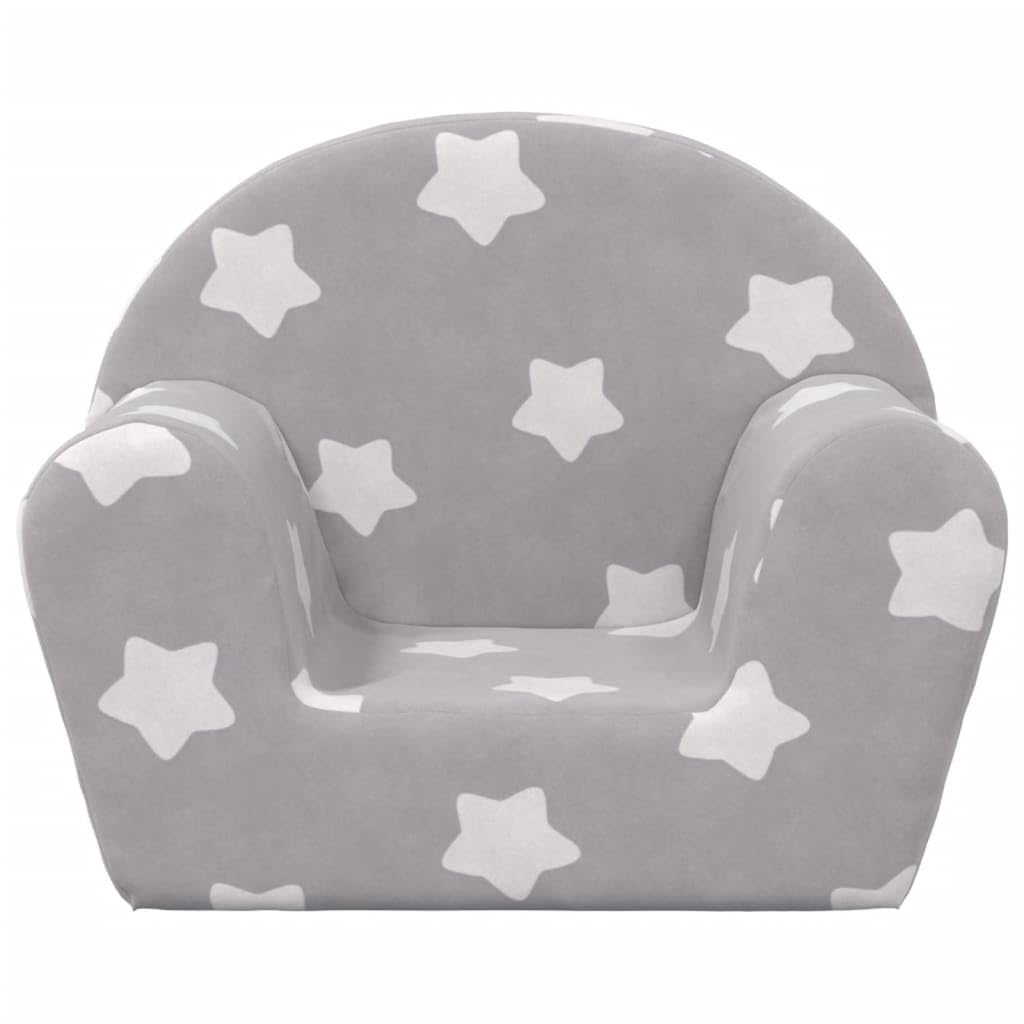 vidaXL Canapé pour Enfants, Siège avec Accoudoirs pour Tout-Petits, Fauteuil avec Dossier pour Enfants, Gris Clair avec Étoiles Peluche Douce