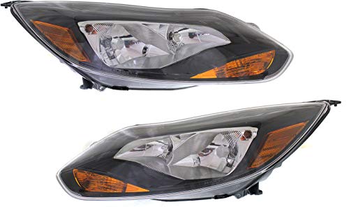 Garage-Pro Headlight Assembly Compatible with 2012-2014 Ford Focus Halogen, ST/Titanium Models, Hatchback/Sedan, Set of 2, Driver and Passenger Side