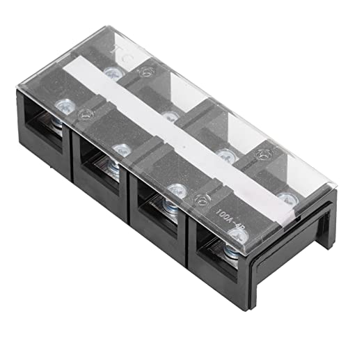 Mavaol Terminal Block Electric Wire Barrier Screw Strip Power Supply with Cover AC600V 100A Easy Installation Automotive Black (TC-1004)