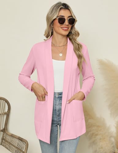 Image of Micoson Long Sleeve Lightweight Thin 2025 Summer Cardigan for Women Casual Loose Fit Kimono Cover Up with Pockets