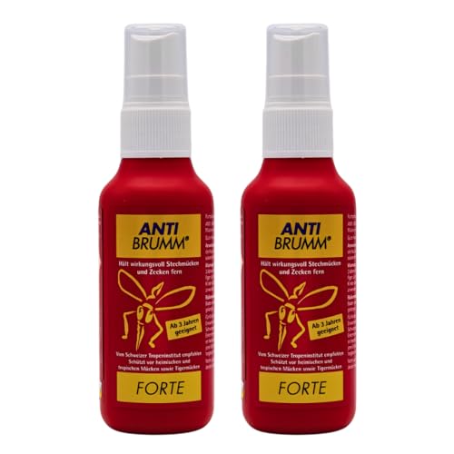 Anti Brumm Forte Pumpspray 2x 75 ml I Insekten-Repellent I effektiver Schutz gegen Mücken und Zecken I DEET I Für Fernreisen, Tropen I Spar-Set plus Pharma Perle give-away