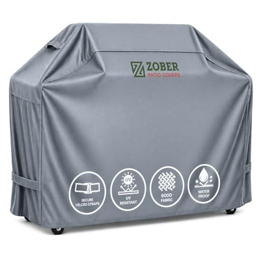 Zober BBQ Grill Cover - 58 Inch Waterproof Double Layered Fits Weber Gas Grill Cover Charbroil Grill & Smoker - Gas Grill Covers w/ Air Vents, Dual Handles - 600D Oxford Fabric, Gray