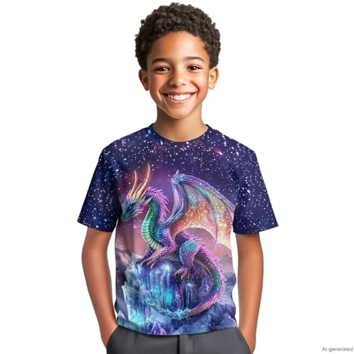 Image of WELLFLYHOM Kids Tshirts Girls Boys Short Sleeve Crewneck Tees Shirts Casual Sport Pullover Tops Size 3-16 Years