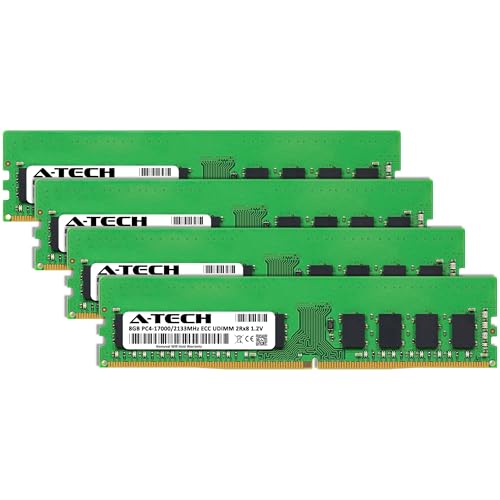 Image of A-Tech Server 32GB Kit (4x8GB) DDR4 2133MHz PC4-17000 ECC UDIMM 2Rx8 Dual Rank 1.2V ECC Unbuffered DIMM 288-Pin Server & Workstation RAM Memory Upgrade Modules (A-Tech Enterprise Series)