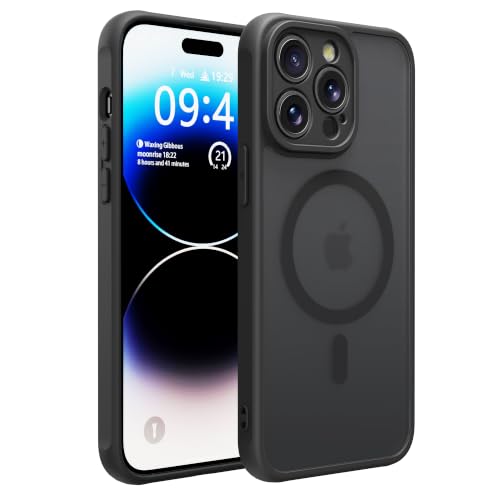 Image of for iPhone 14 pro Case [Compatible with Magsafe]Translucent Matte Phone Cover, [10 FT Military Grade Drop Protection] Slim Durable Shockproof Protective Bumper (Black Magnetic, iPhone 14 pro)