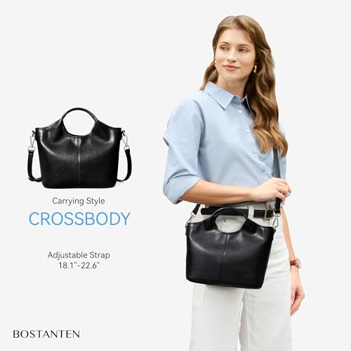 Image of BOSTANTEN Vegan Leather Purses for Women Soft Crossbody Zip Satchel Handbag | Compact Everyday Size, Multi Pockets, Adjustable Detachable Strap, Comfortable Top Handle, Quiet Luxury, Elegant, Travel